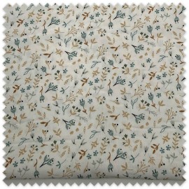 Comprar telas de Algodón 100% Flores y Hojas Azul y Camel