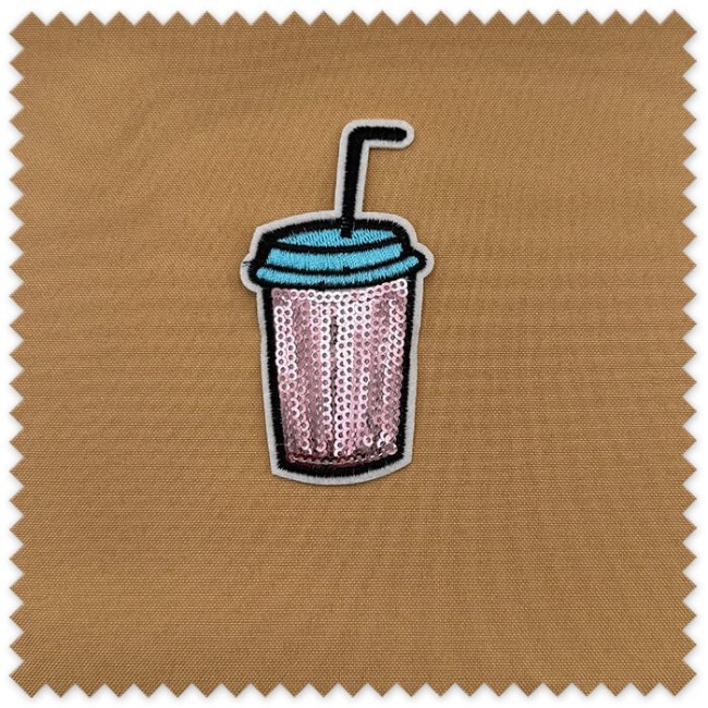 Parche café lentejuelas rosa para coser o pegar
Parche decorativo café rosa con lentejuelas