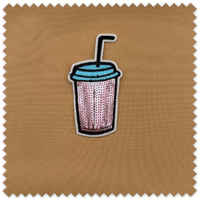Parche café lentejuelas rosa para coser o pegar
Parche decorativo café rosa con lentejuelas