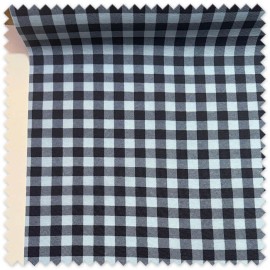Tela impermeable de cuadros celeste y azul marino resistente y fácil limpieza