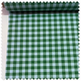 Tela impermeable de cuadros celeste y verde para cocina y hogar