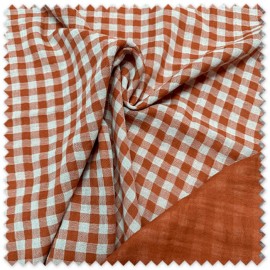 Tela vichy teja doble cara suave y transpirable
Muselina reversible teja para costura creativa y moda infantil