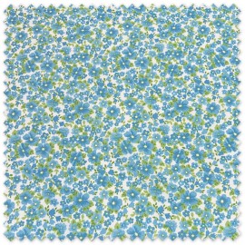 Tela piqué flores turquesas para moda infantil