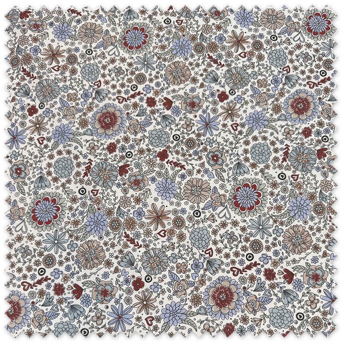 Piqué floral para vestidos infantiles y canastilla
Tela estampada Primavera azul marrón para costura creativa