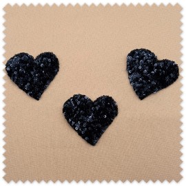 corazones de lentejuelas negras para ropa y accesorios