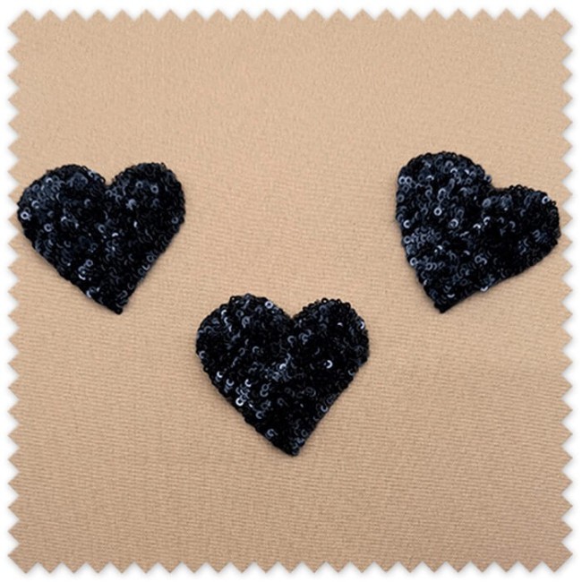 corazones de lentejuelas negras para ropa y accesorios