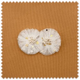 Flores Tela de Tul Suave Blanco con Brillo Estrellas