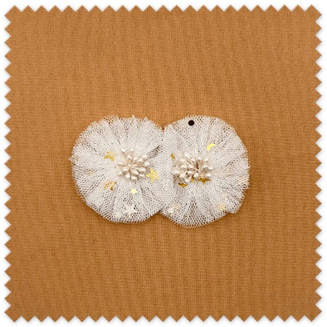 Flores Tela de Tul Suave Blanco con Brillo Estrellas
