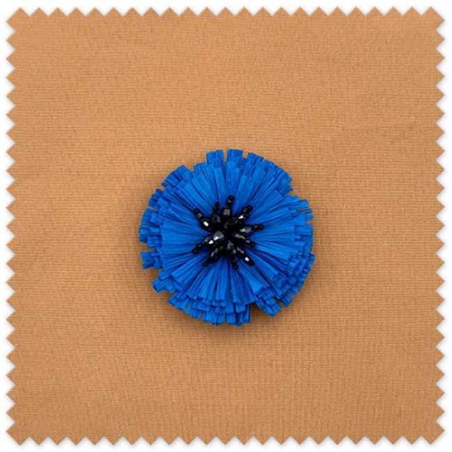Flor Rafia Azulón con Pedrería