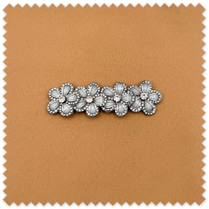 Flores Decorativas Strass Gris Claro
