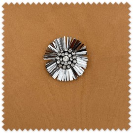 Flor Decorativa Margarita Plata Strass Centro