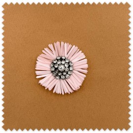 Flor Decorativa Margarita Rosa Strass Centro