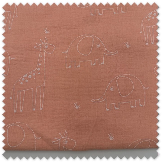 Retal doble gasa animales salmón bebé
Tela muselina estampado animales infantil