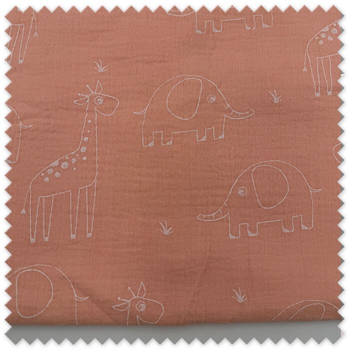 Retal doble gasa animales salmón bebé
Tela muselina estampado animales infantil