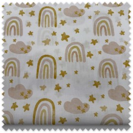 Retal popelín arcoíris mostaza
Tela infantil arcoíris color mostaza