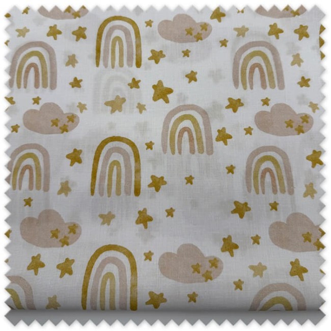 Retal popelín arcoíris mostaza
Tela infantil arcoíris color mostaza