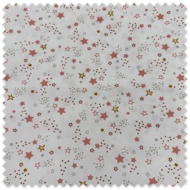 Tela popelín estrellas rosa y camel para bebé
Popelín algodón estampado de estrellas