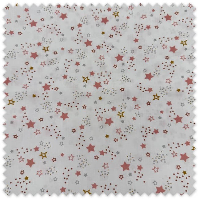 Tela popelín estrellas rosa y camel para bebé
Popelín algodón estampado de estrellas