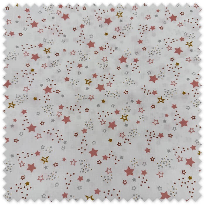 Tela popelín estrellas rosa y camel para bebé
Popelín algodón estampado de estrellas