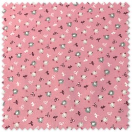 Comprar Tela de Popelín Pájaros Fondo Rosa