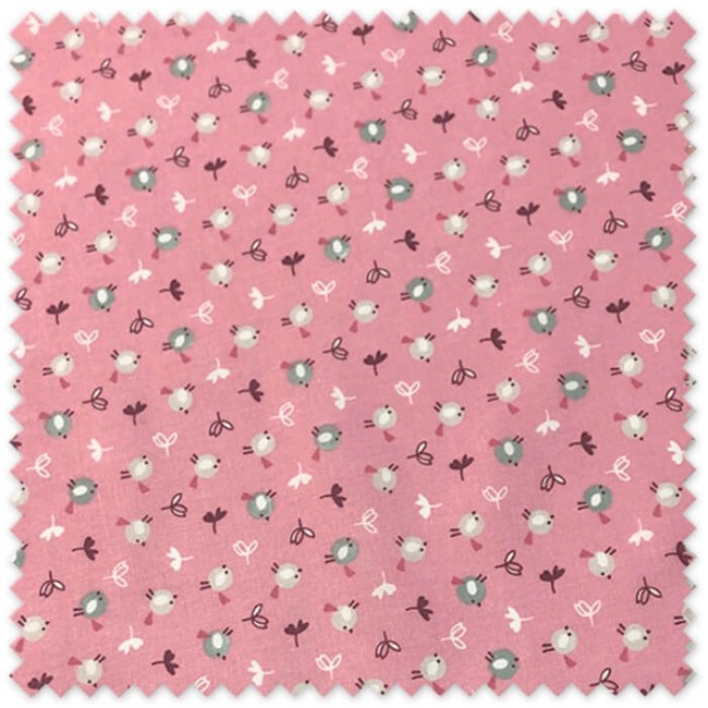 Comprar Tela de Popelín Pájaros Fondo Rosa