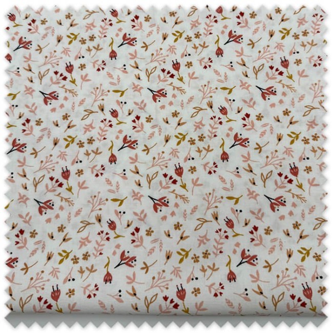 Tela flores hojas camel
Algodón floral para costura