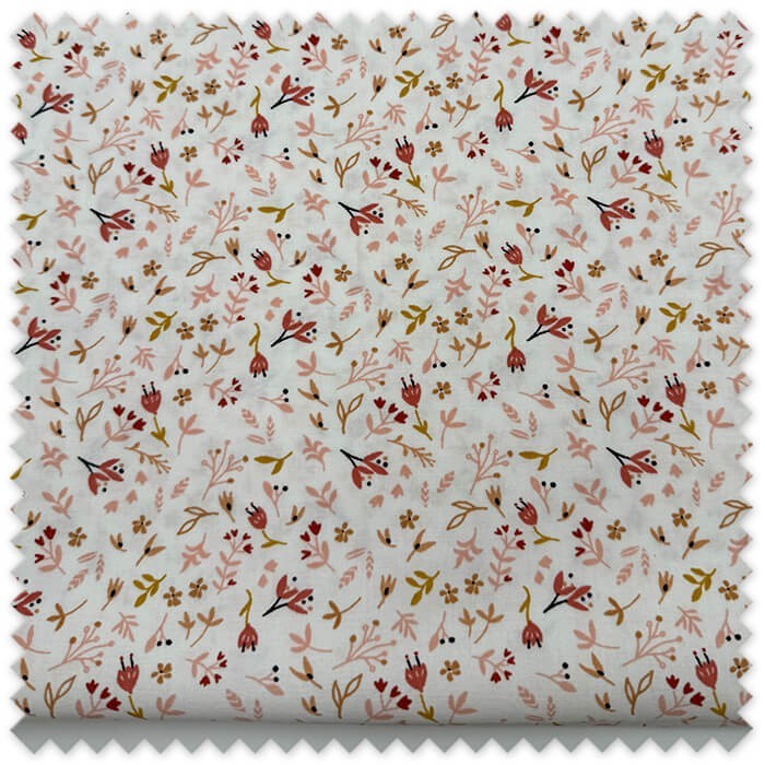 Tela flores hojas camel
Algodón floral para costura