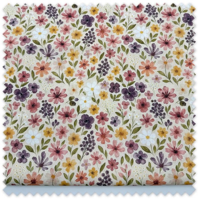 Tela flores violeta y mostaza
Algodón estampado flora