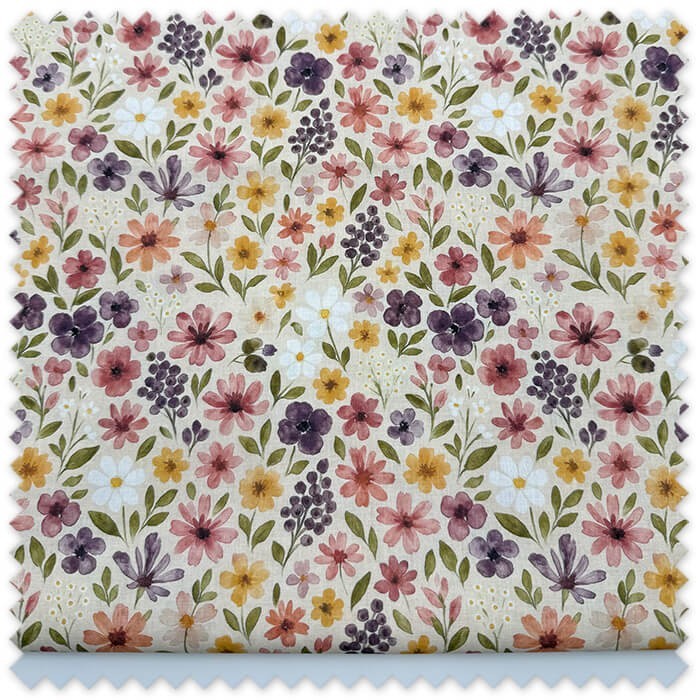 Tela flores violeta y mostaza
Algodón estampado flora