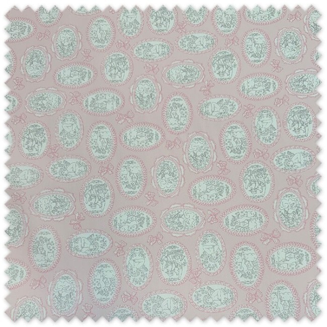 Tela Piqué Camafeos Angelitos Rosa Bebé para canastillas, sacos y decoración infantil