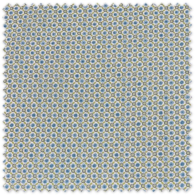Tela Piqué Flores Geométricas Azul y Verde para bebé, canastillas y decoración infantil