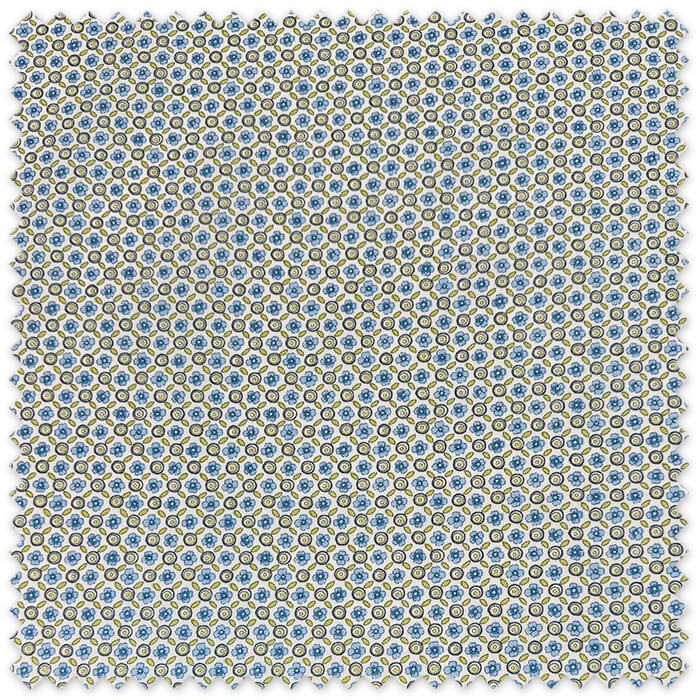 Tela Piqué Flores Geométricas Azul y Verde para bebé, canastillas y decoración infantil