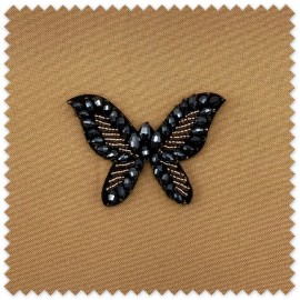 Parche Mariposa con Piedras Negras para personalizar ropa, bolsos y complementos