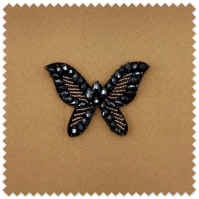 Parche Mariposa con Piedras Negras para personalizar ropa, bolsos y complementos
