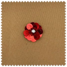 Aplique Flor Roja con Piedras y Centro Brillante para personalizar ropa y complementos