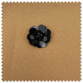 Aplique Flor Negra con Piedras y Centro Brillante para personalizar ropa y complementos