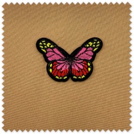 Parche Mariposa Rosa, Rojo y Amarillo para decorar prendas, bolsos y complementos