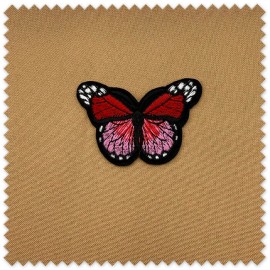 Parche Mariposa Rojo y Rosa bordado para decorar prendas, bolsos y complementos