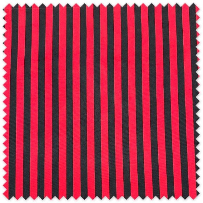 Tela Strech de rayas negras y rojas 100% poliéster por metros para confección, decoración, carnaval y sublimación