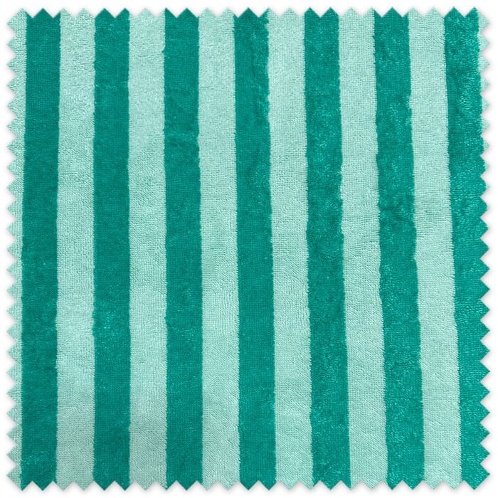 Tela Rizo Bambú Rayas Bicolor Menta y Verde por metros, tejido suave y absorbente para toallas, albornoces, artículos de bebé