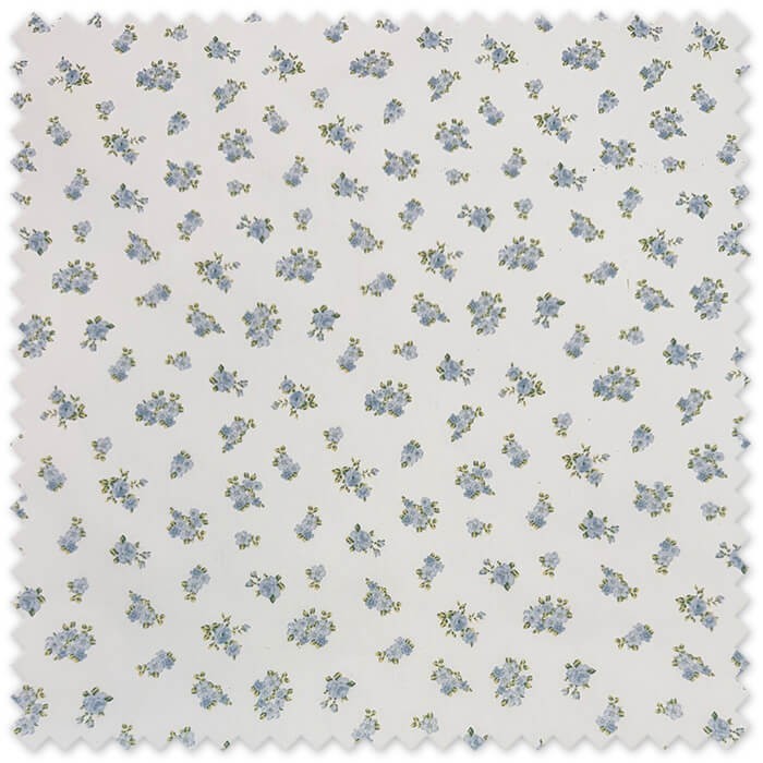 Tela Piqué Flores Primavera Azules por metros con estampado floral, ideal para vestidos infantiles, canastillas de bebé,