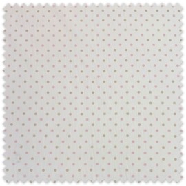 Tela Piqué Lunar Combinado Rosa y Beige por metros con estampado de lunares, ideal para vestidos infantiles, ropa de bebé