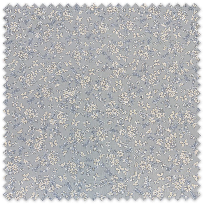 Tela Piqué Mariposas Fondo Azul Bebé por metros, tejido infantil con relieve y estampado de mariposas ideal para canastillas
