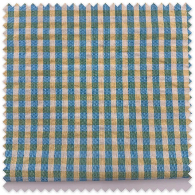 Retal 1 metro Cuadro Vichy Tejido Bicolor Azul y Amarillo Seersucker, tela ligera y transpirable con textura seersucker