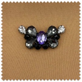 Aplique de piedras lila grises y blanco para ropa, vestidos e indumentaria