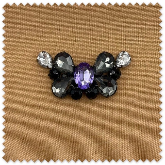 Aplique de piedras lila grises y blanco para ropa, vestidos e indumentaria
