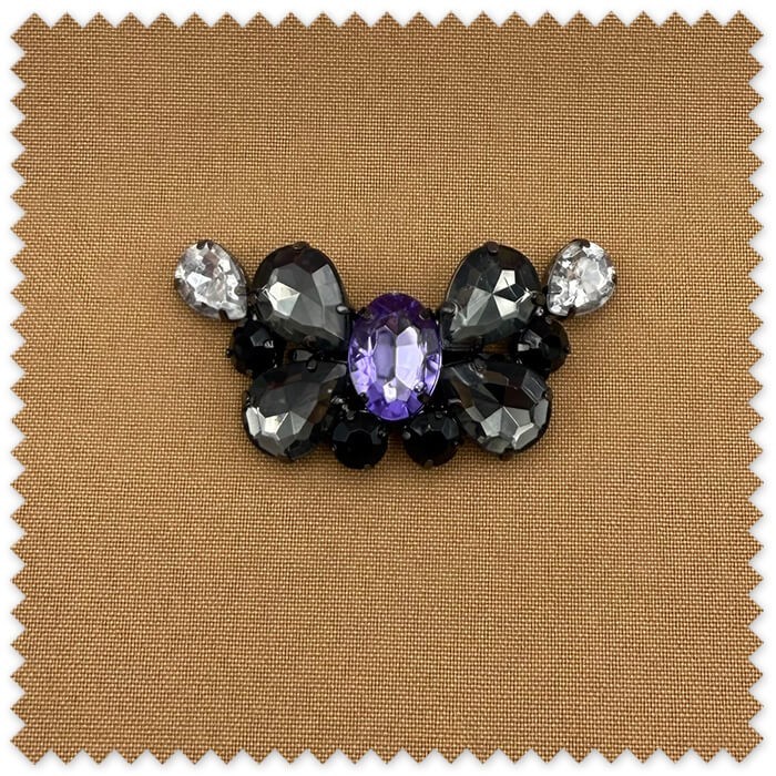 Aplique de piedras lila grises y blanco para ropa, vestidos e indumentaria