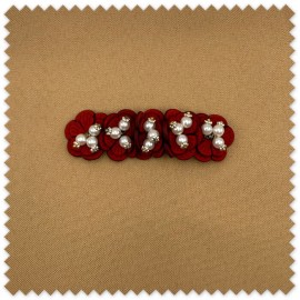 Aplique flores de ante rojo con perlas para vestidos, ropa e indumentaria