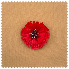 Flor de Rafia Roja con Pedrería decoración