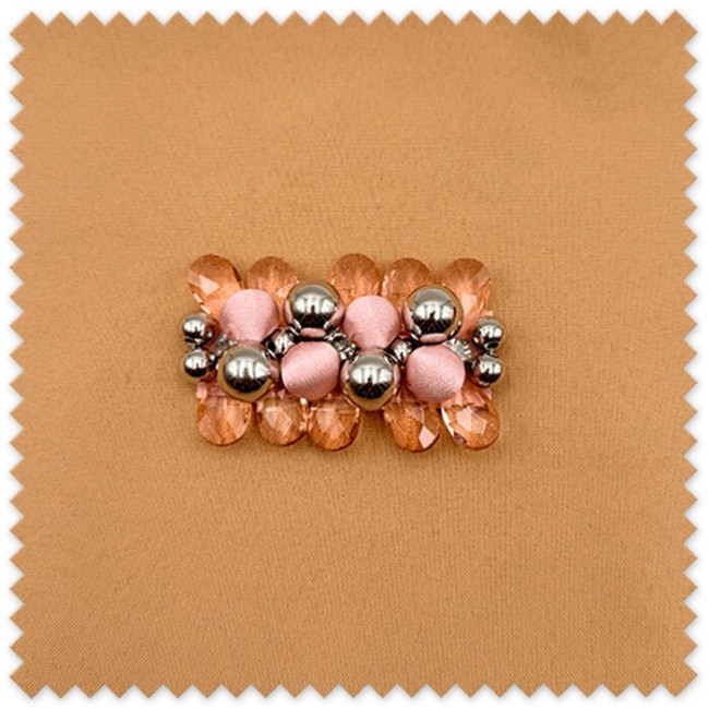 Tira de Bolas Raso, Brillo y Piedras Transparentes Tono Rosa